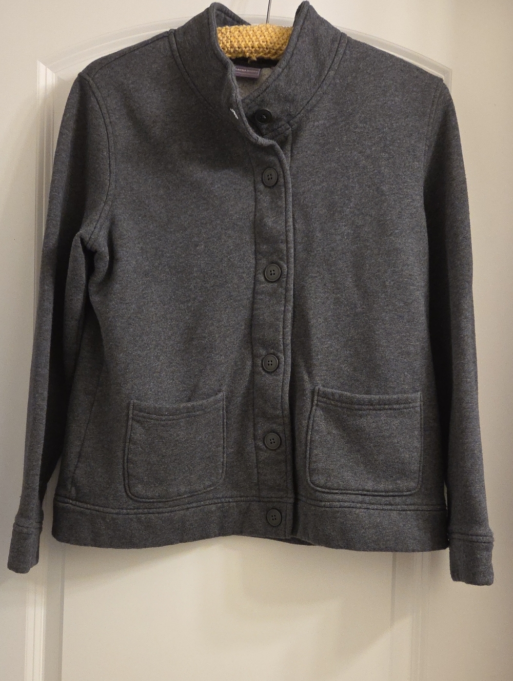 Laura Scott Dark Gray Button-Front Pea Coat
